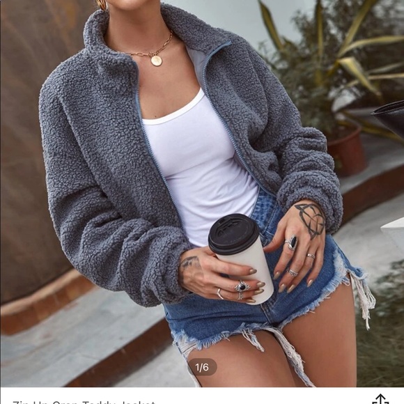 Cropped teddy jacket - Picture 1 of 3